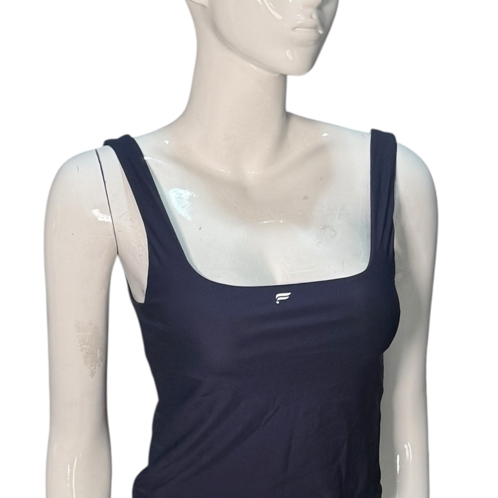 Fabletics square neck Navy Blue athletic Tank Top S/M crop open back‎ sleeveless